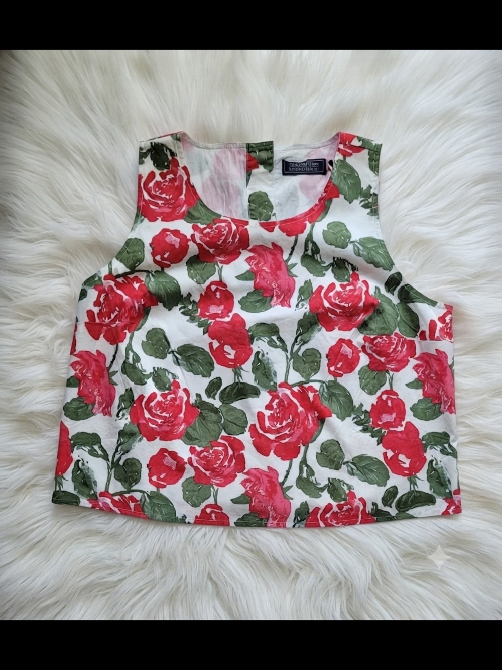 NEW Vineyard Vines Rose Floral Sleeveless Crop Top Blouse Size L